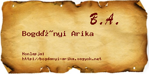 Bogdányi Arika névjegykártya